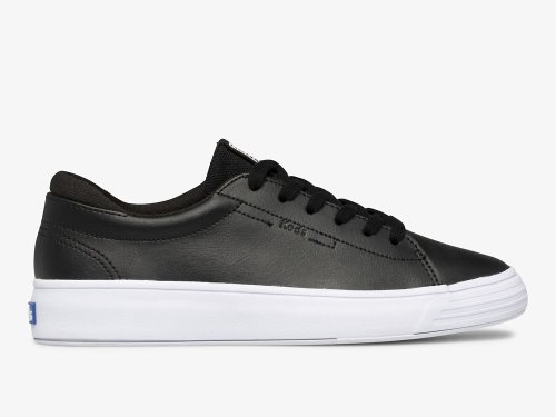 Keds Alley Leather Women's Leather Sneakers Black | AU-19674