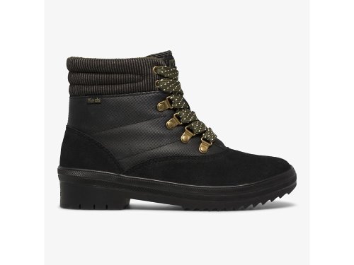 Keds Camp Boot Suede & Splash Twill w/ Thinsulate™ Women's Lace Up Shoes Black | AU-82189