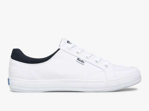 Keds Center II Canvas Women's Lace Up Shoes White Navy | AU-75956