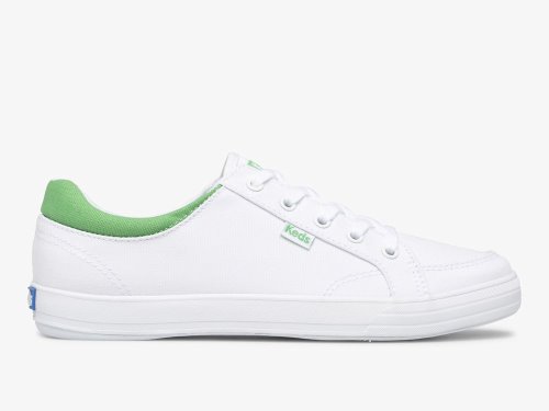 Keds Center II Canvas Women's Lace Up Shoes White Green | AU-90236