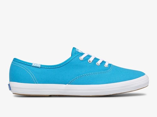 Keds Champion Canvas Neon Washable Women's Lace Up Shoes Blue | AU-87067