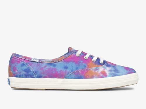 Keds Champion Canvas Tie Dye Women's Lace Up Shoes Blue Pink | AU-15884