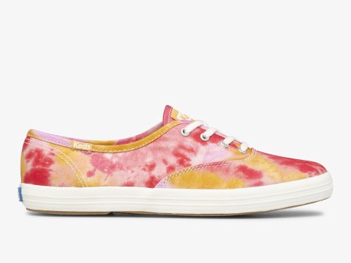 Keds Champion Canvas Tie Dye Women's Lace Up Shoes Pink Orange | AU-72895