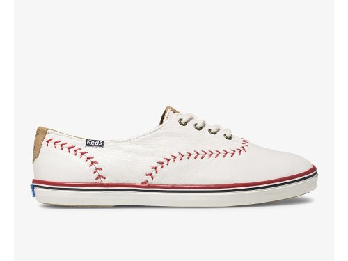 Keds Champion Pennant Leather Women's Leather Sneakers Cream | AU-02894