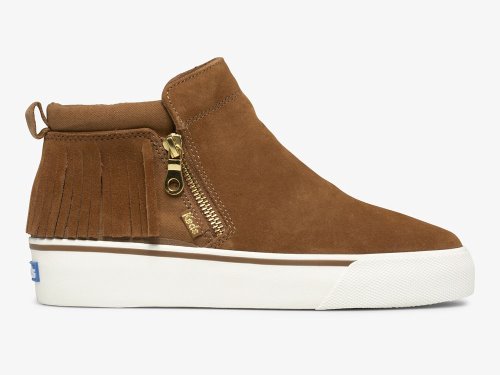 Keds Cooper Zip Fringe Suede Women's Boots Brown | AU-08835