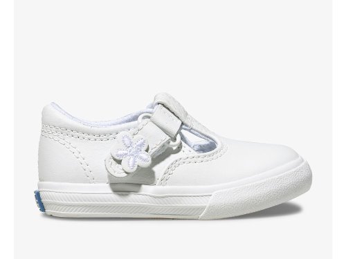 Keds Daphne T-Strap Leather Sneaker Girls' Leather Sneakers White | AU-50102