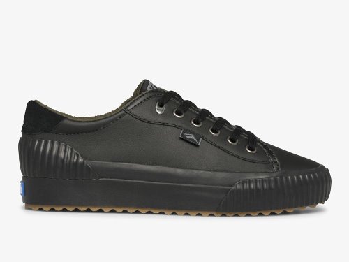Keds Demi TRX Leather Women's Lace Up Shoes Black Black | AU-25490