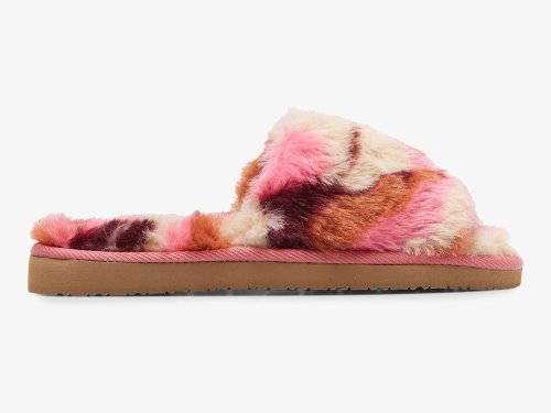 Keds Fuzzy Slide Slipper Women's Slippers Pink Camo | AU-02556
