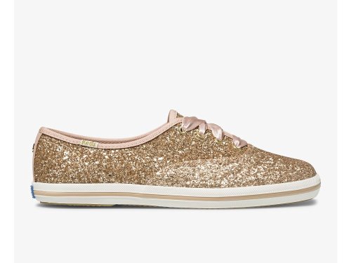 Keds Kate Spade New York Champion Glitter Women's Lace Up Shoes Rose Gold | AU-33163