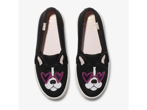 Keds Kate Spade New York Double Decker Francois Girls' Leather Sneakers Black | AU-11690