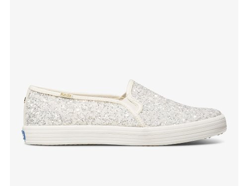 Keds Kate Spade New York Double Decker Glitter Women's Slip On Sneakers Cream | AU-91242
