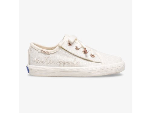 Keds Kate Spade New York Kickstart Jr Ivory Glitter Girls' Sneakers White | AU-22569