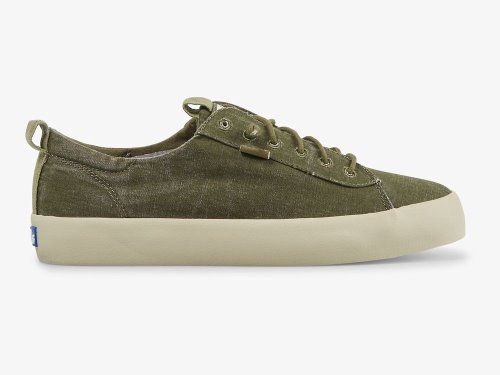 Keds Kickback Canvas Washable Women's Lace Up Shoes Olive | AU-51351
