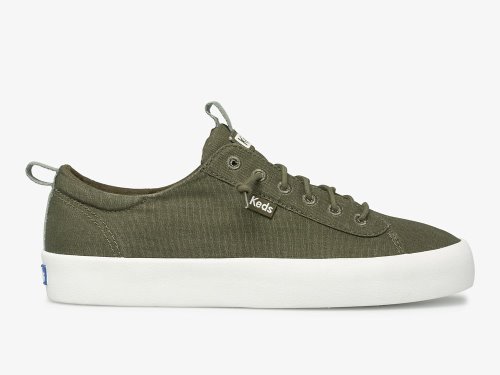 Keds Kickback Washable Feat. Organic Cotton Women's Lace Up Shoes Olive | AU-10611