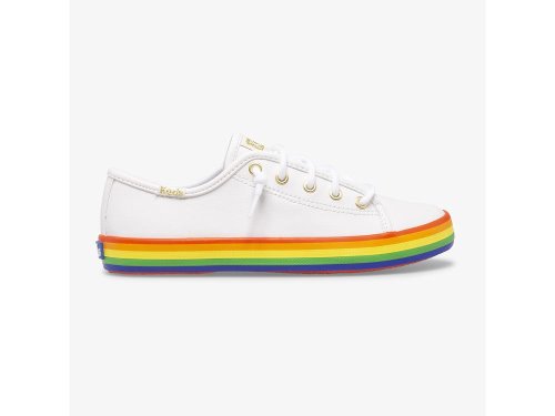 Keds Kickstart Leather Rainbow Girls' Sneakers White / Multicolor | AU-87799