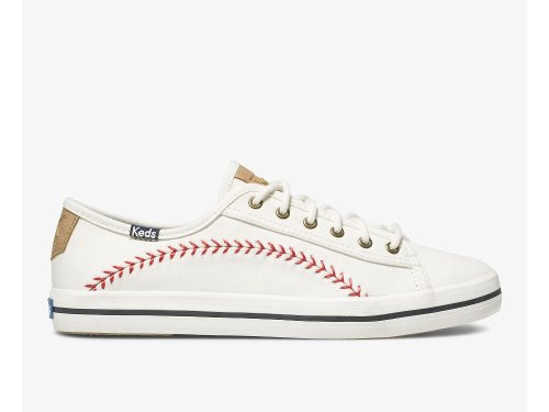 Keds Kickstart Pennant Canvas Women's Lace Up Shoes Cream | AU-83213