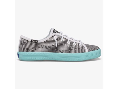 Keds Kickstart Seasonal Girls' Sneakers Black / White / Turquoise | AU-97141