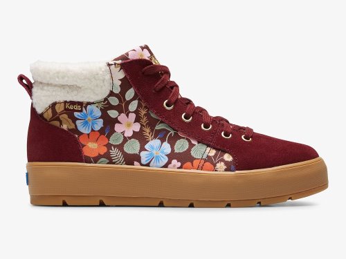 Keds Rifle Paper Co. Tahoe Nouveau Suede Women's Boots Burgundy | AU-02915
