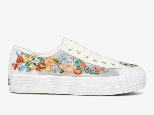 Keds Rifle Paper Co. Triple Kick Citrus Garden Party Women's Lace Up Shoes White | AU-23345
