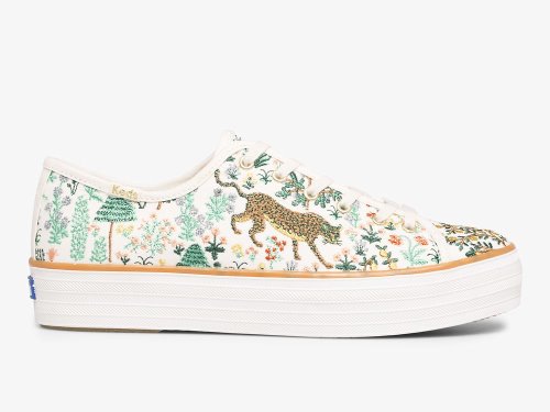 Keds Rifle Paper Co. Triple Kick Menagerie Embroidered Women's Lace Up Shoes Cream / Multicolor | AU-81376