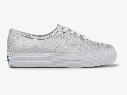 Keds Triple CVO Metallic Women's Lace Up Shoes White Silver | AU-13836