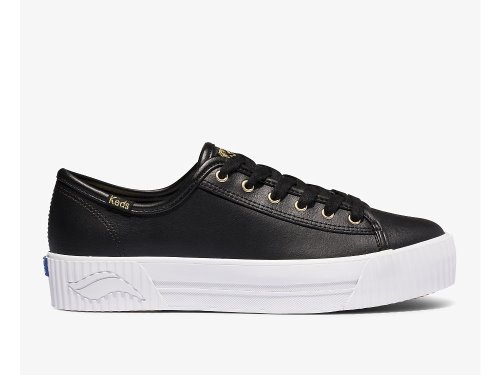 Keds Triple Kick AMP Leather Women's Lace Up Shoes Black | AU-88791