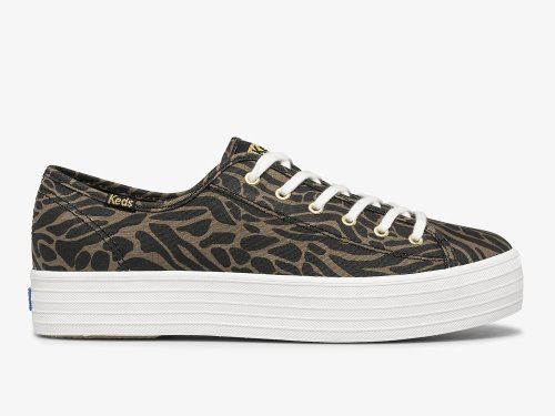 Keds Triple Kick Feat. Organic Cotton Print Women's Tennis Shoes Gold / Black Camo | AU-97420