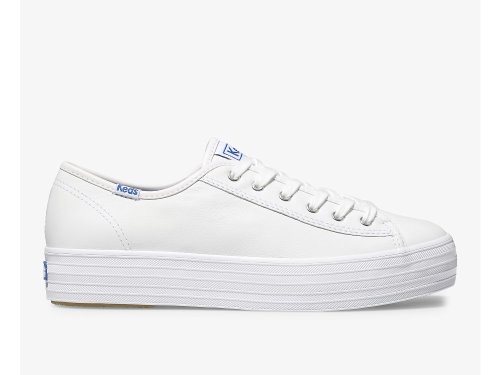 Keds Triple Kick Leather Women's Platform Sneakers White | AU-63463