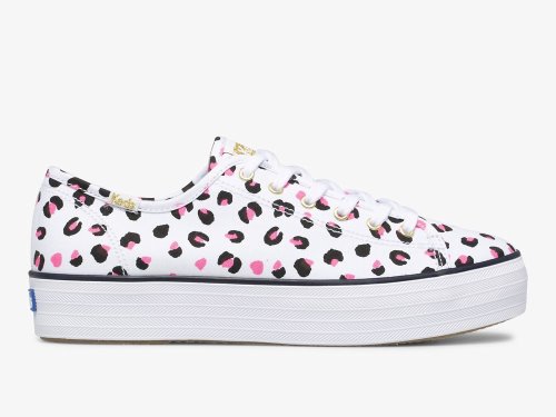 Keds Triple Kick Leopard Canvas Women's Tennis Shoes White Multicolor | AU-25295