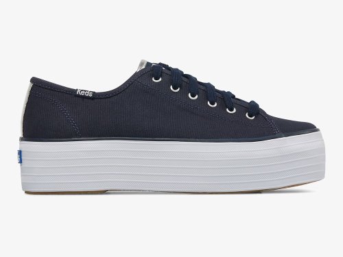 Keds Triple Up Canvas Women's Tennis Shoes Navy Silver | AU-31631