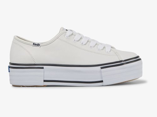 Keds Triple Up Leather Bumper Foxin Women's Tennis Shoes White | AU-14835